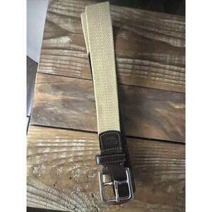 Coach Belt Womens Size 38 Tan Cotton and Brown Leather